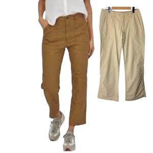 PATAGONIA Minimalist Active Wear Neutral Hiking Crop Pants 4 Pockets Loop Belt 4